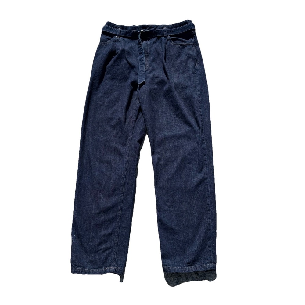 Uniqlo Belted Trouser Jeans Size 29x30 High Rise Relaxed Fit Dark Wash